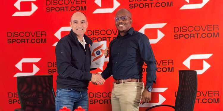Stephen Watson, Founder of Discover Sport™ and Anthony Moruthane, General Manager of Tennis SA at the signing of the partnership agreement