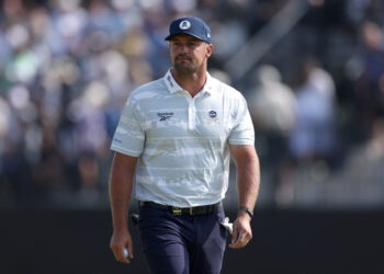 SOUTHPORT, ENGLAND - JULY 18: Bryson DeChambeau of the United States walks on the fifth green on day three of the The 154th Open Championship at Royal Birkdale on July 18, 2026 in Southport, England. (Photo by Andrew Redington/Getty Images)